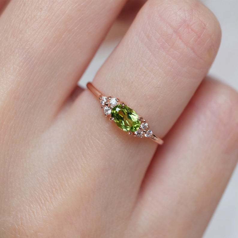 Wholesale Peridot Real Gold Plated Copper Rings